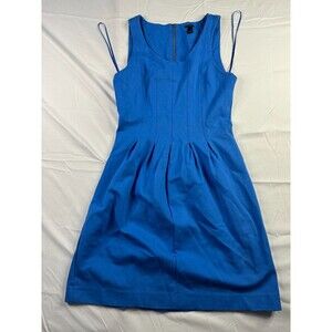 J.Crew Dress Womens Size 4 Fit and Flare Blue Pleated Sleeveless Zipper A5434